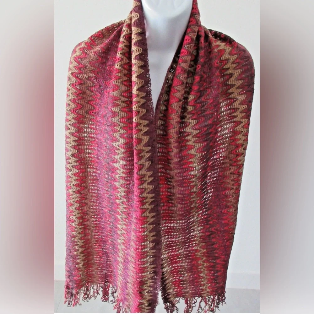 MISSONI Wave ZigZag Shimmer Fringe Scarf